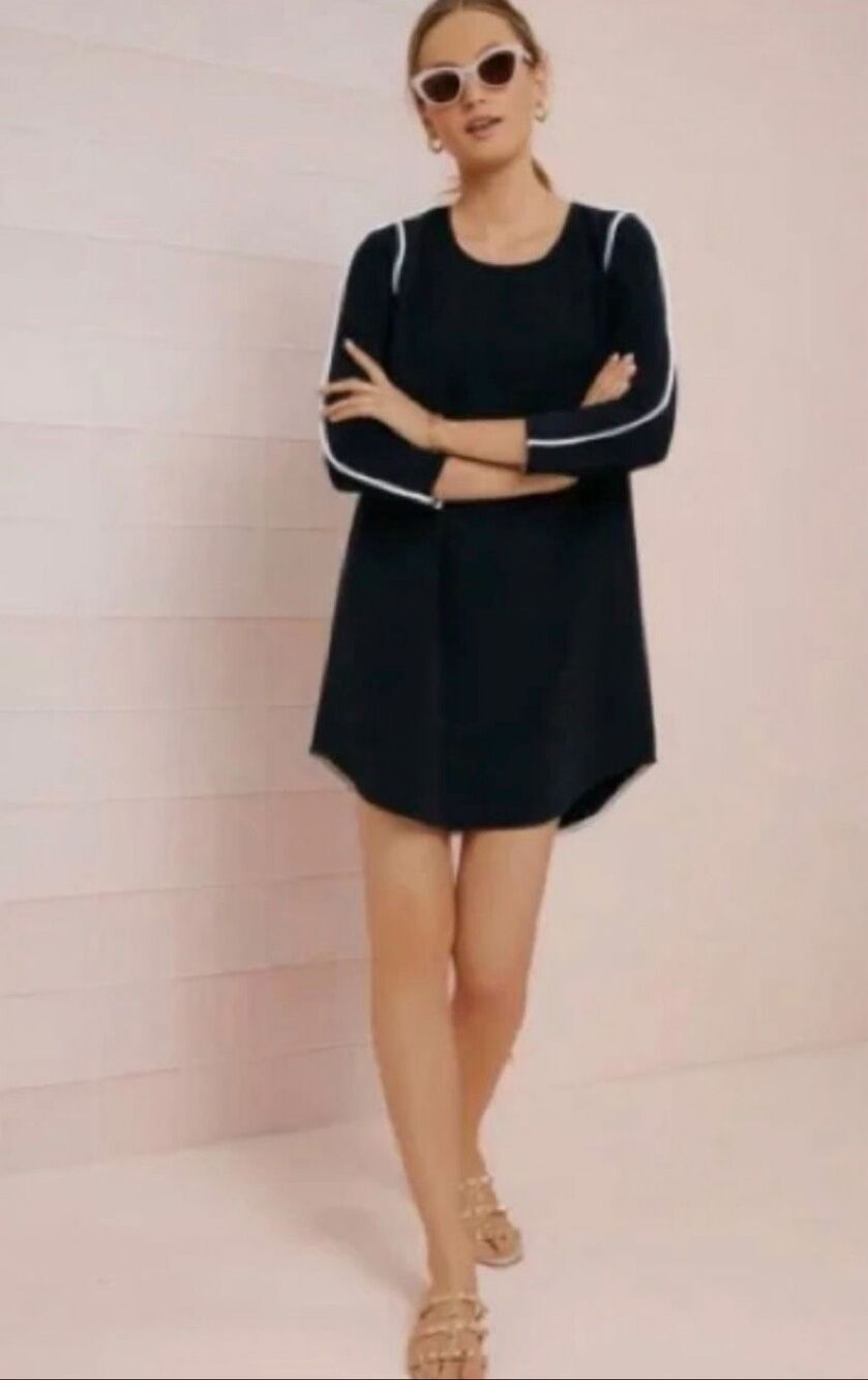 Tuckernuck Royal Shift Mini Dress Tunic Sz M Navy w/White Career Old Money